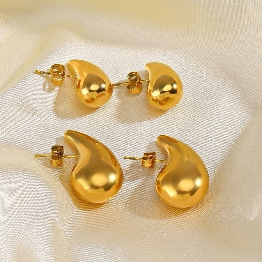 Geometric Plating Steel 18K Gold Plated Ear Studs