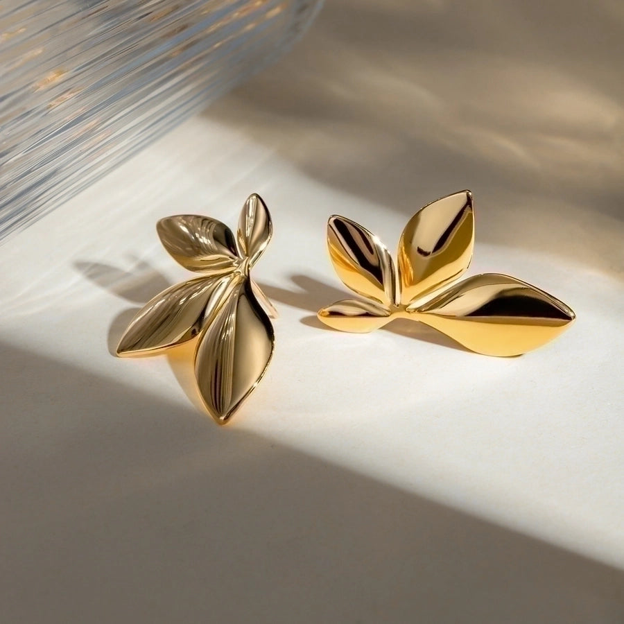 Classic Aesthetic Leaf 18K Gold Plated Earrings