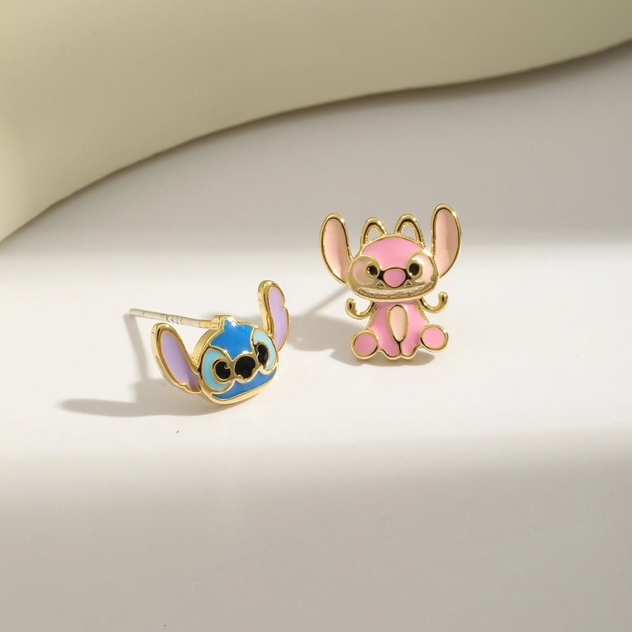 Stitch Enamel 14K Gold Plated Ear Studs