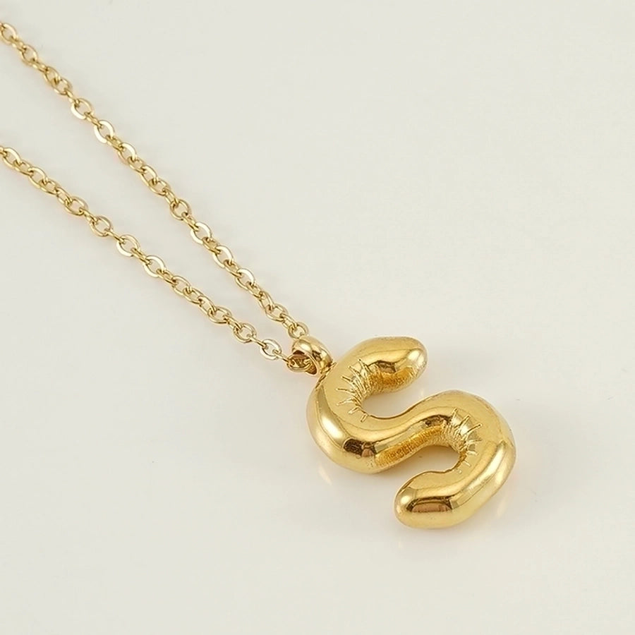 Classic Letter Pendant 18K Gold Plated Necklace