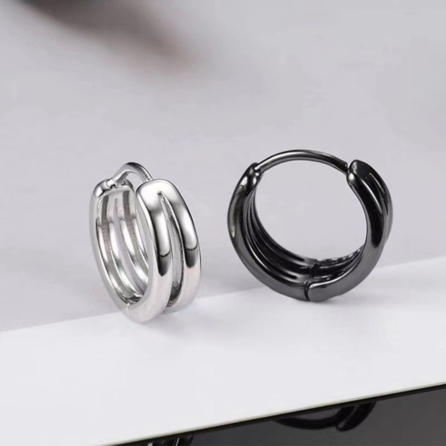 Double-Ring-Hollow out Ear Stud for Men