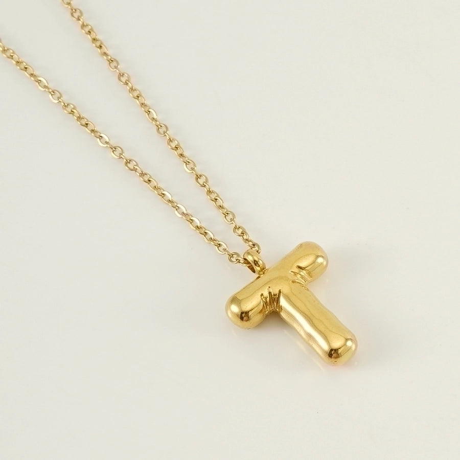 Classic Letter Pendant 18K Gold Plated Necklace