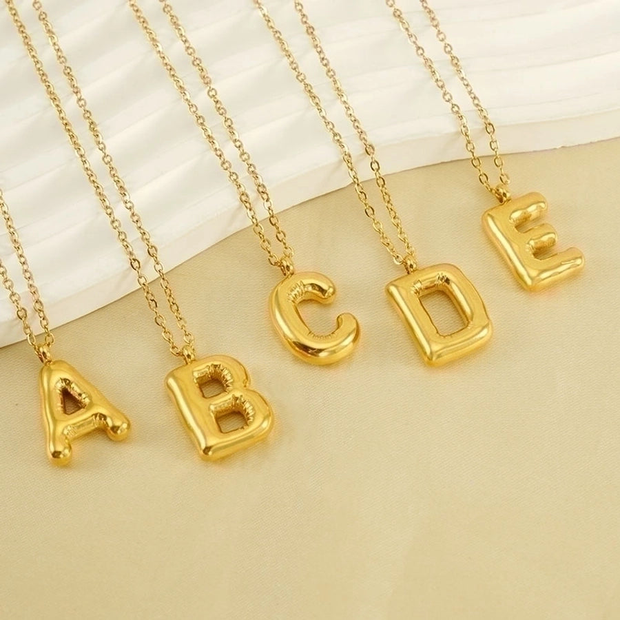 Classic Letter Pendant 18K Gold Plated Necklace