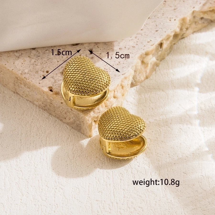 Heart Shape 14k Gold Plated Ear Studs