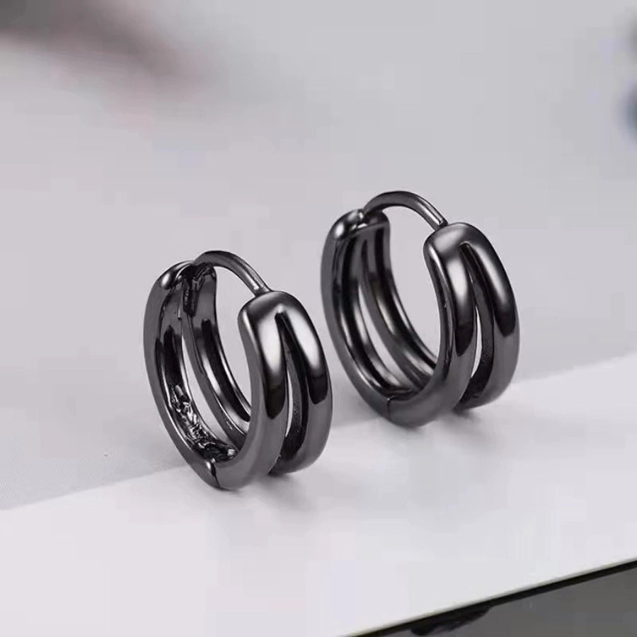 Double-Ring-Hollow out Ear Stud for Men