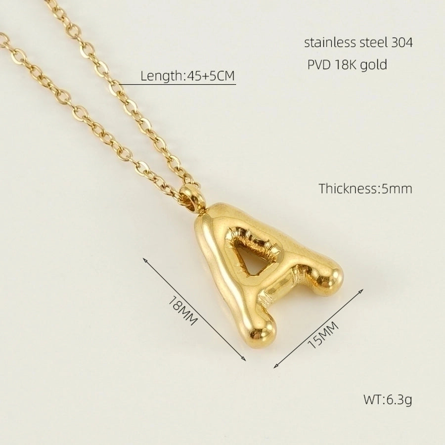 Classic Letter Pendant 18K Gold Plated Necklace