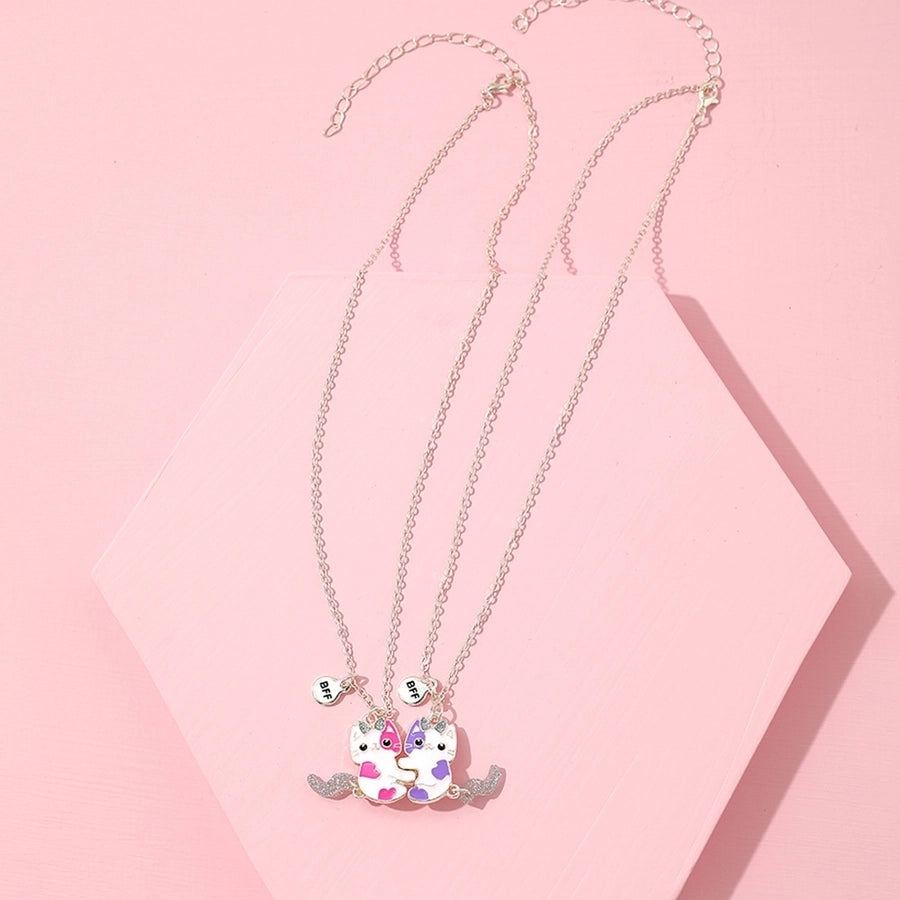 Cute BFF Cat Alloy Kids Pendant Necklace