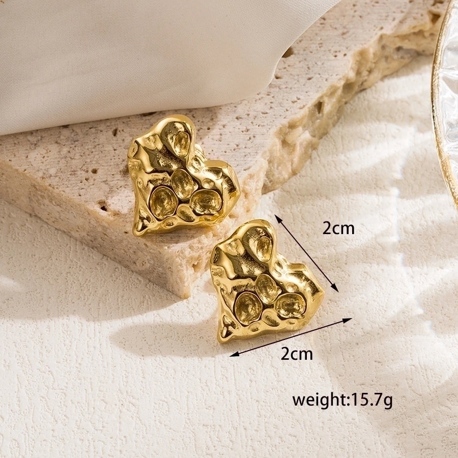 Heart Shape 14k Gold Plated Ear Studs