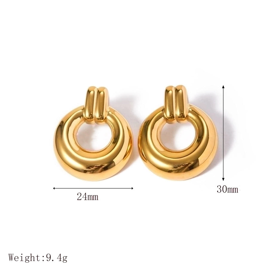 Classic Style Round 18K Gold Plated Drop Earrings