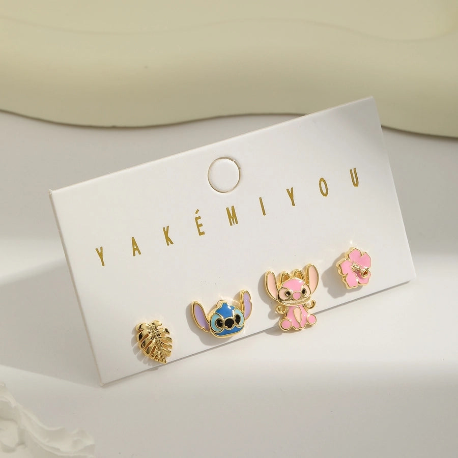 Stitch Enamel 14K Gold Plated Ear Studs