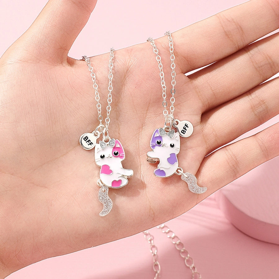 Cute BFF Cat Alloy Kids Pendant Necklace