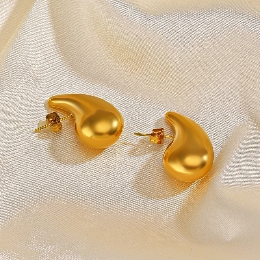 Geometric Plating Steel 18K Gold Plated Ear Studs