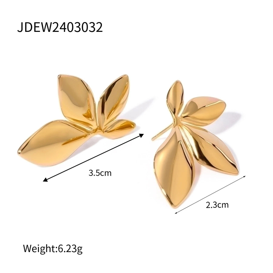 Classic Aesthetic Leaf 18K Gold Plated Earrings