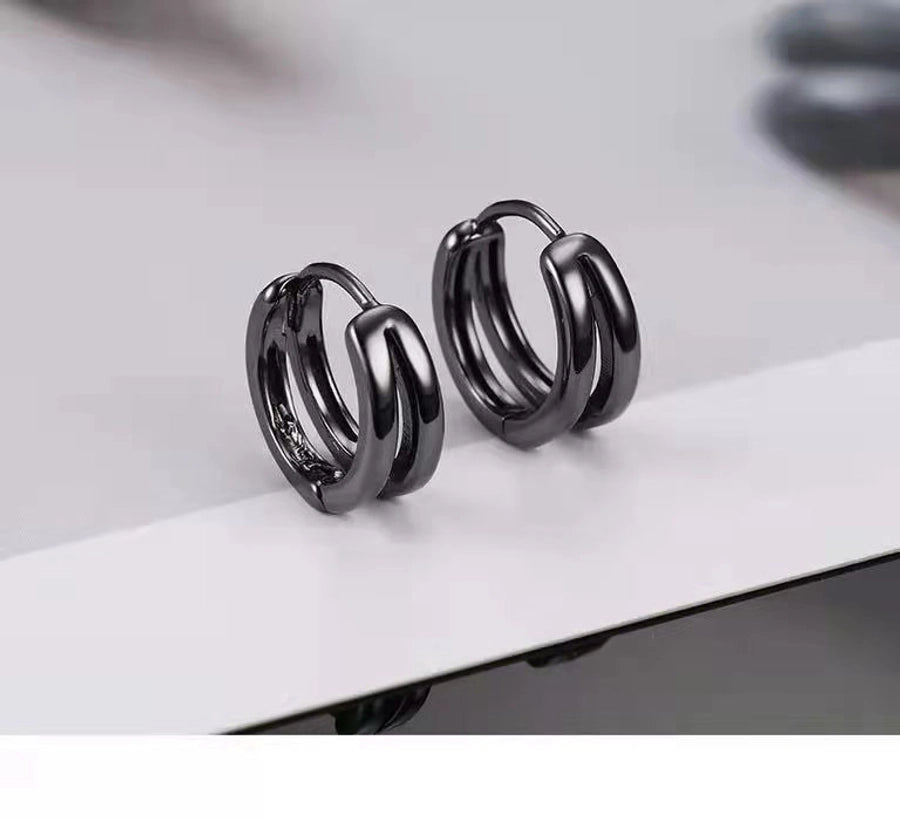 Double-Ring-Hollow out Ear Stud for Men