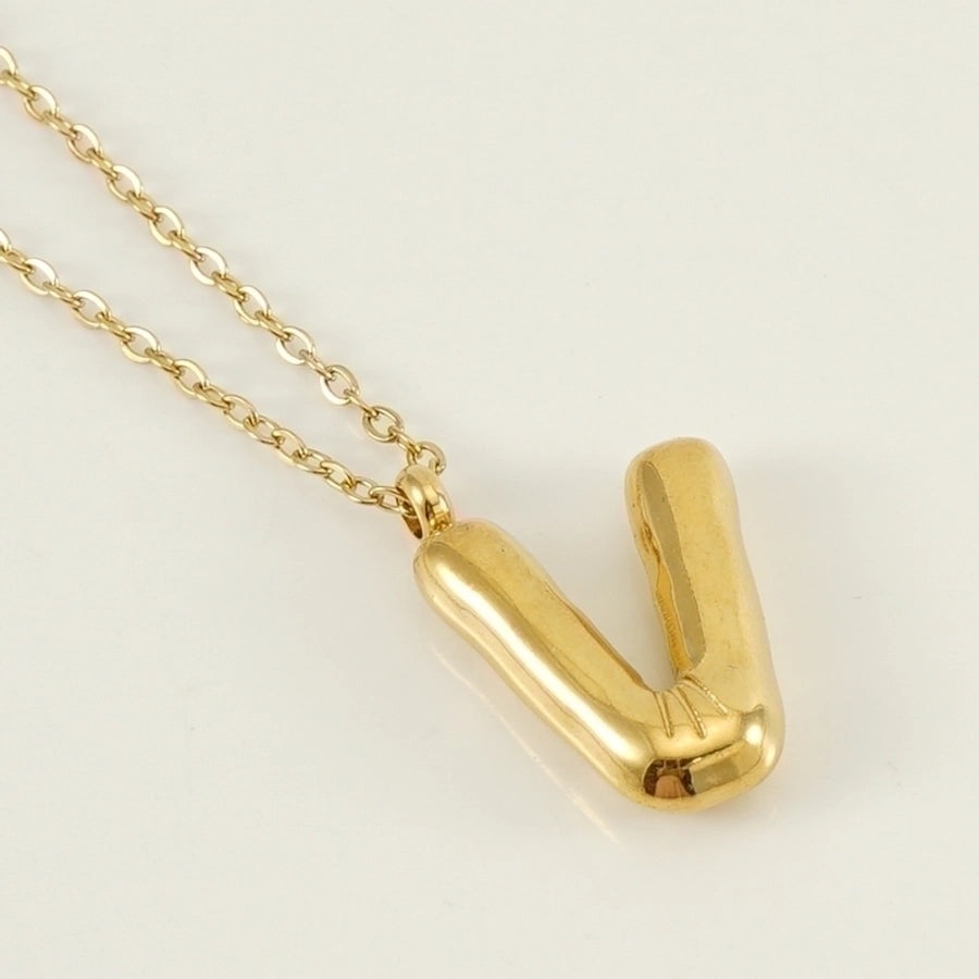 Classic Letter Pendant 18K Gold Plated Necklace